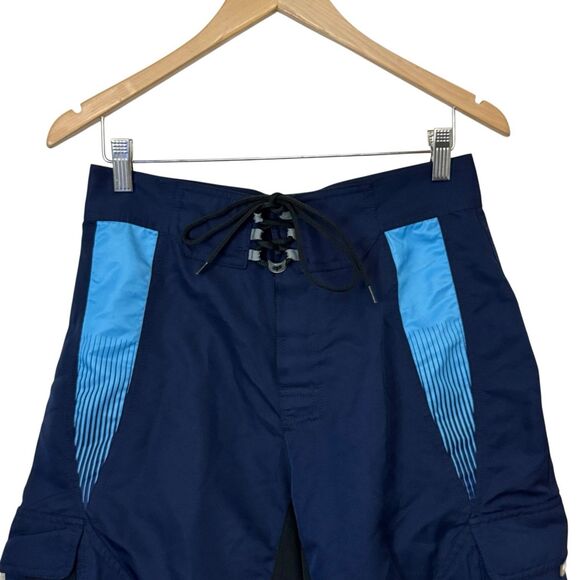 Fox Racing Mens Size 30 Swim Board Shorts Cargo Blue Black Colorblock - Picture 2 of 13